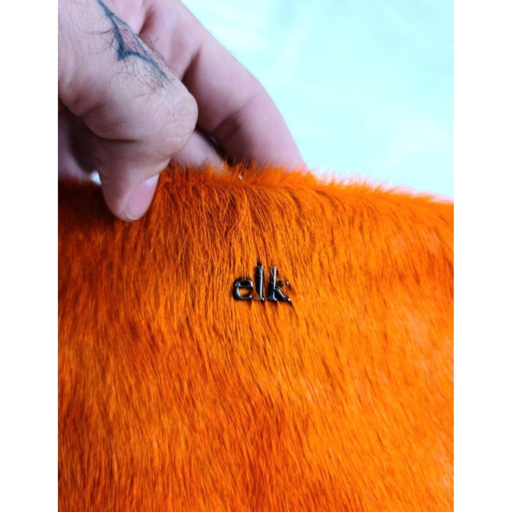 Women's Elk Orange Hand Bag Pouch Purse Monogrammed FF Logo Canvas/Leather Fuzzy